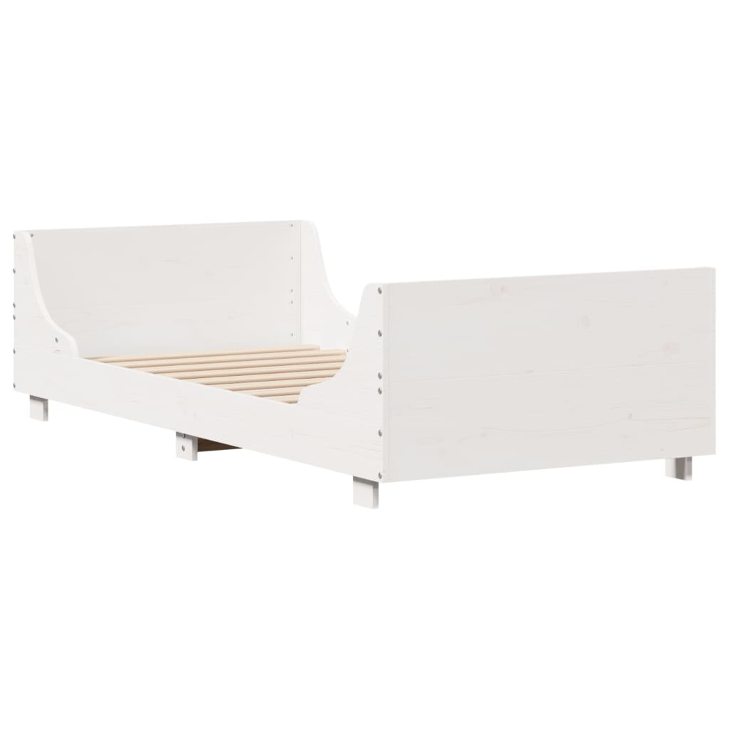 vidaXL Bedframe zonder matras massief grenenhout wit 140x200 cm afbeelding