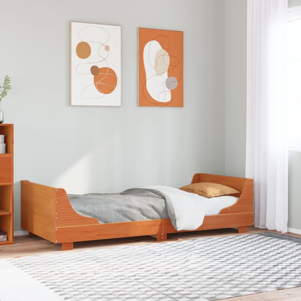 vidaXL sengeramme uden madras 100x200 cm massivt fyrretræ gyldenbrun