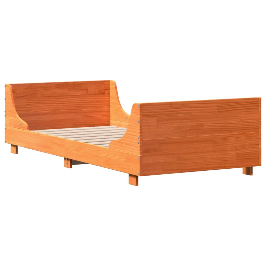 vidaXL Cadru pat fără saltea, maro ceruit, 75x190 cm, lemn masiv pin