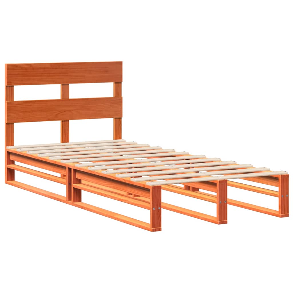 vidaXL Bedframe zonder matras massief grenenhout wasbruin 90x200 cm afbeelding