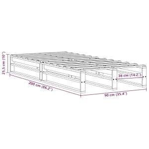 Postel bez matrace bílá 90 x 200 cm masivní borovice - obrázek 9