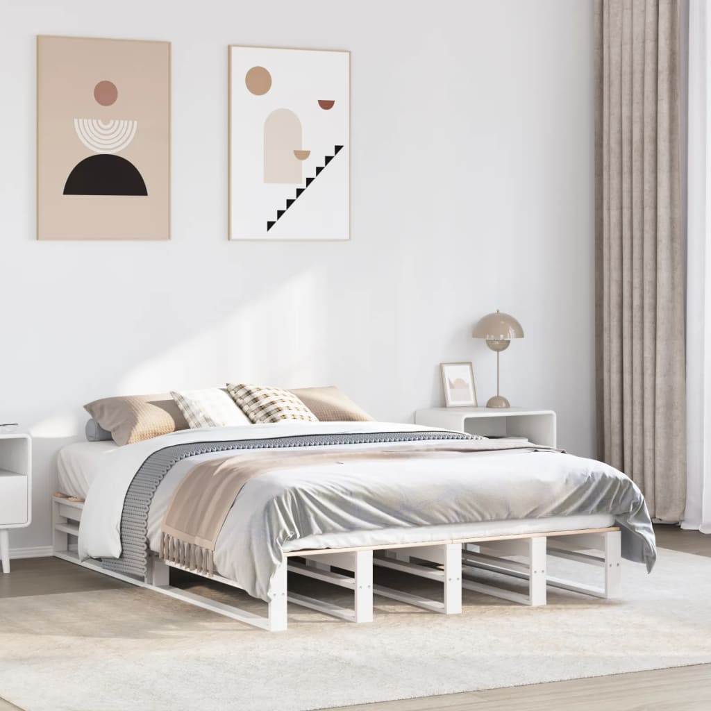 vidaXL sengeramme uden madras 120x200 cm massivt fyrretræ hvid