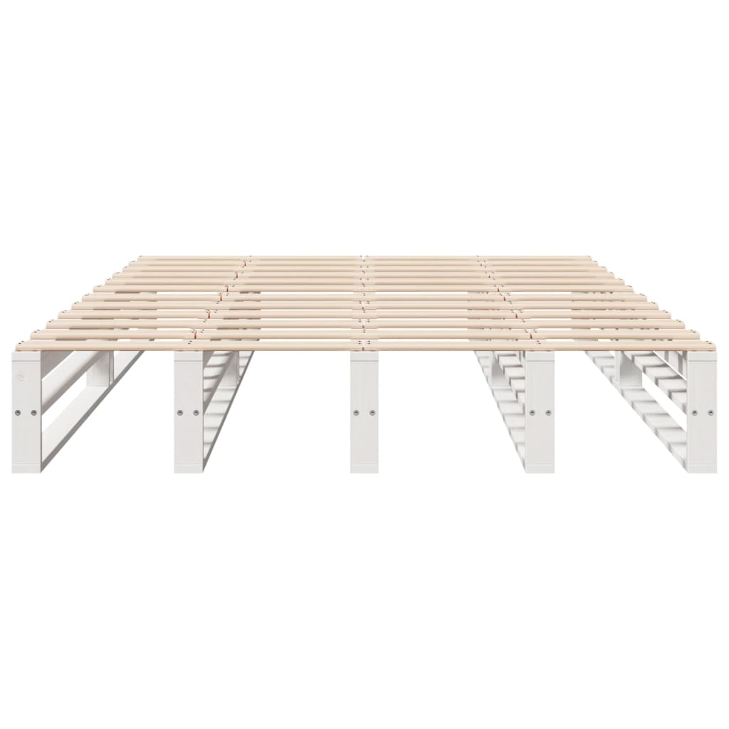 vidaXL Bedframe zonder matras massief grenenhout wit 140x200 cm, foto 4