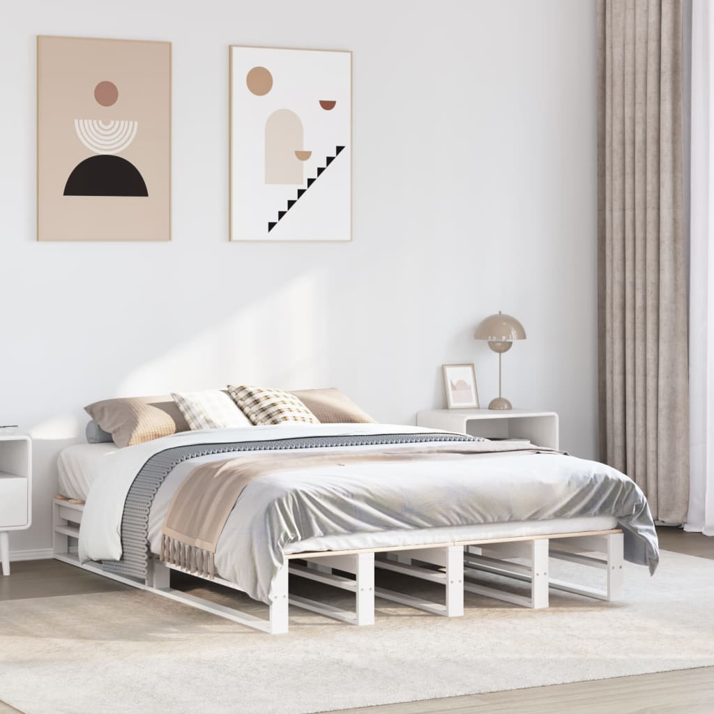 vidaXL sengeramme uden madras 160x200 cm massivt fyrretræ hvid