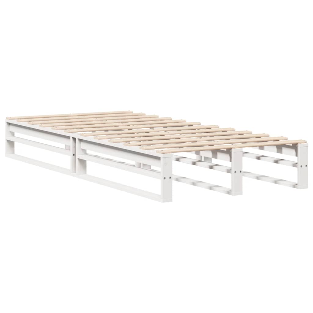 vidaXL Bedframe zonder matras massief grenenhout wit 75x190 cm afbeelding