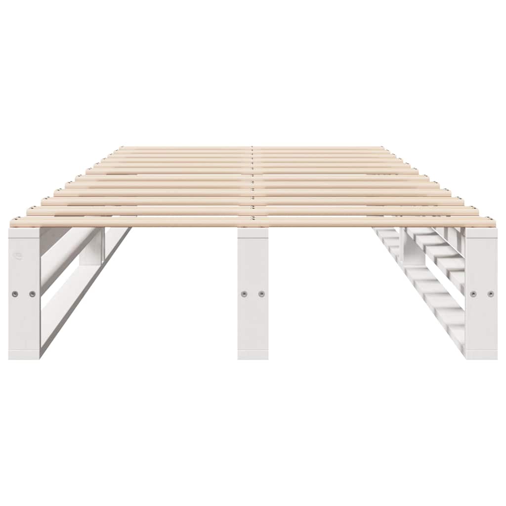 vidaXL Bedframe zonder matras massief grenenhout wit 75x190 cm, foto 4