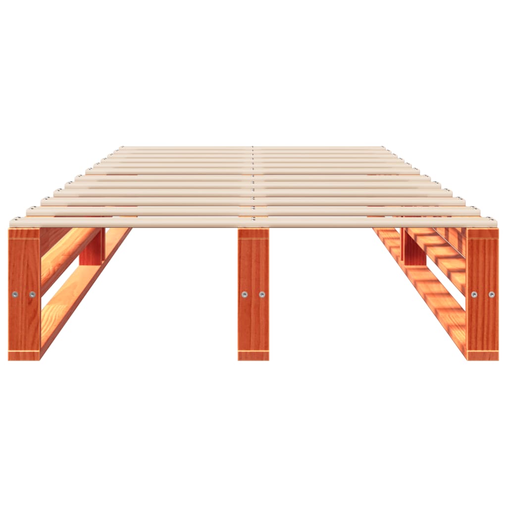 vidaXL Bedframe zonder matras massief grenenhout wasbruin 75x190 cm bruin, foto 4