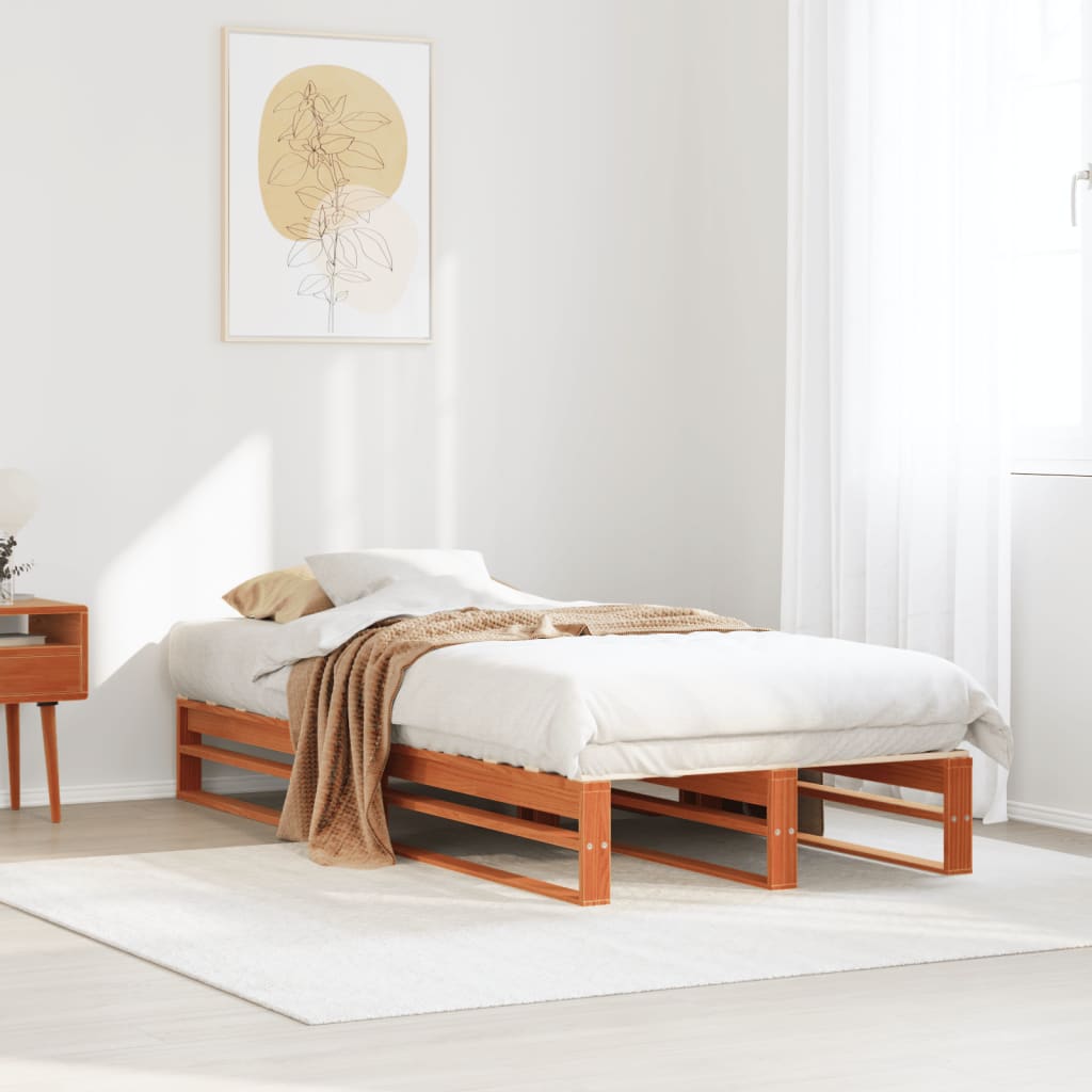vidaXL Cadru pat fără saltea, maro ceruit, 90x190 cm, lemn masiv pin