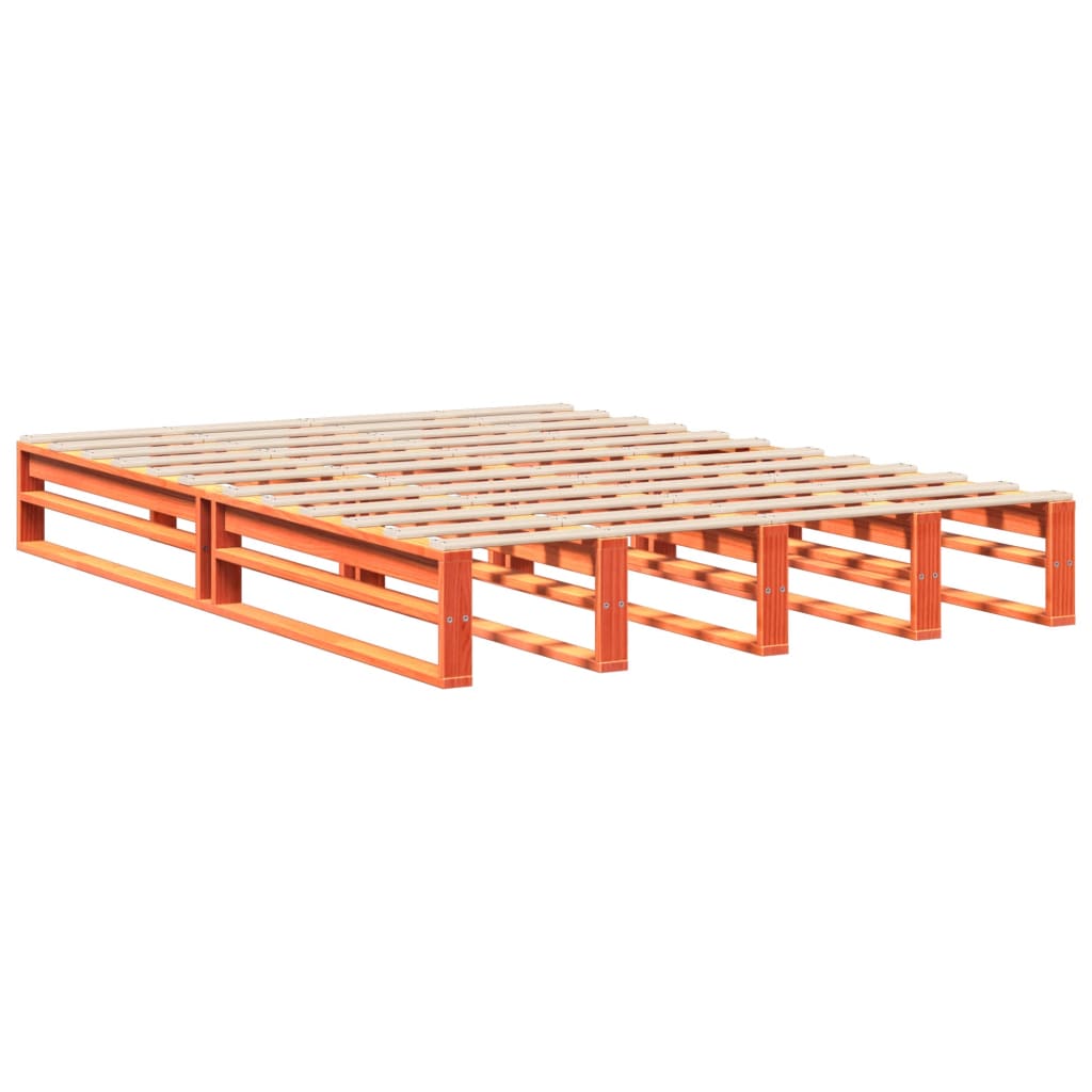 vidaXL Bedframe zonder matras massief grenenhout wasbruin 120x190 cm afbeelding