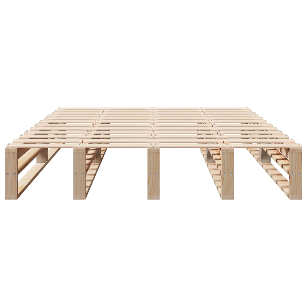 vidaXL Bedframe zonder matras massief grenenhout 140x190 cm bruin, foto 4