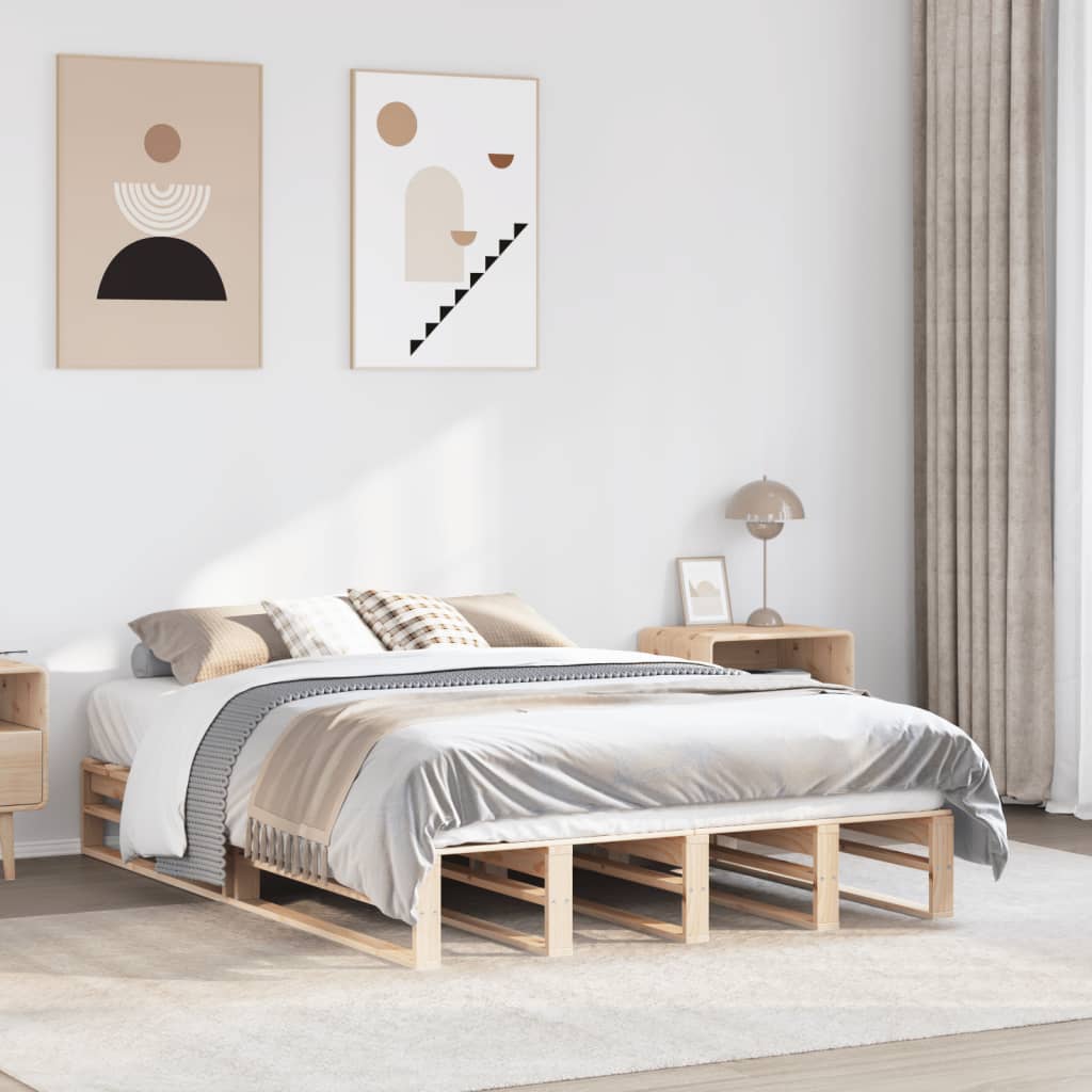 vidaXL sengeramme uden madras 140x190 cm massivt fyrretræ