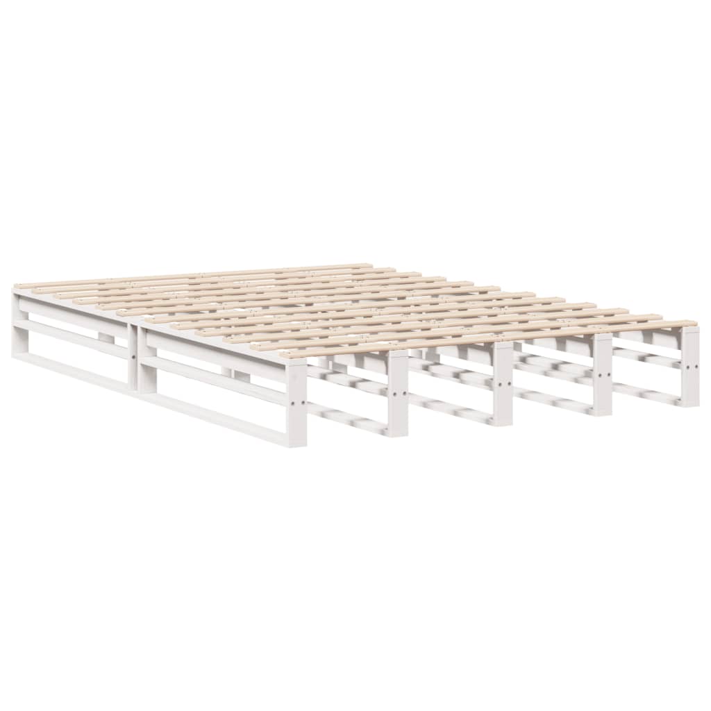 vidaXL Bedframe zonder matras massief grenenhout wit 140x190 cm afbeelding