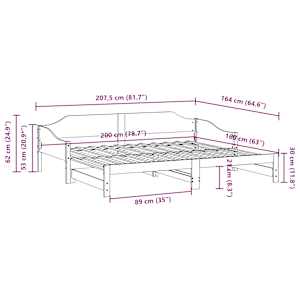 Válenda s přistýlkou 80 x 200 cm masivní borové dřevo - obrázek 13