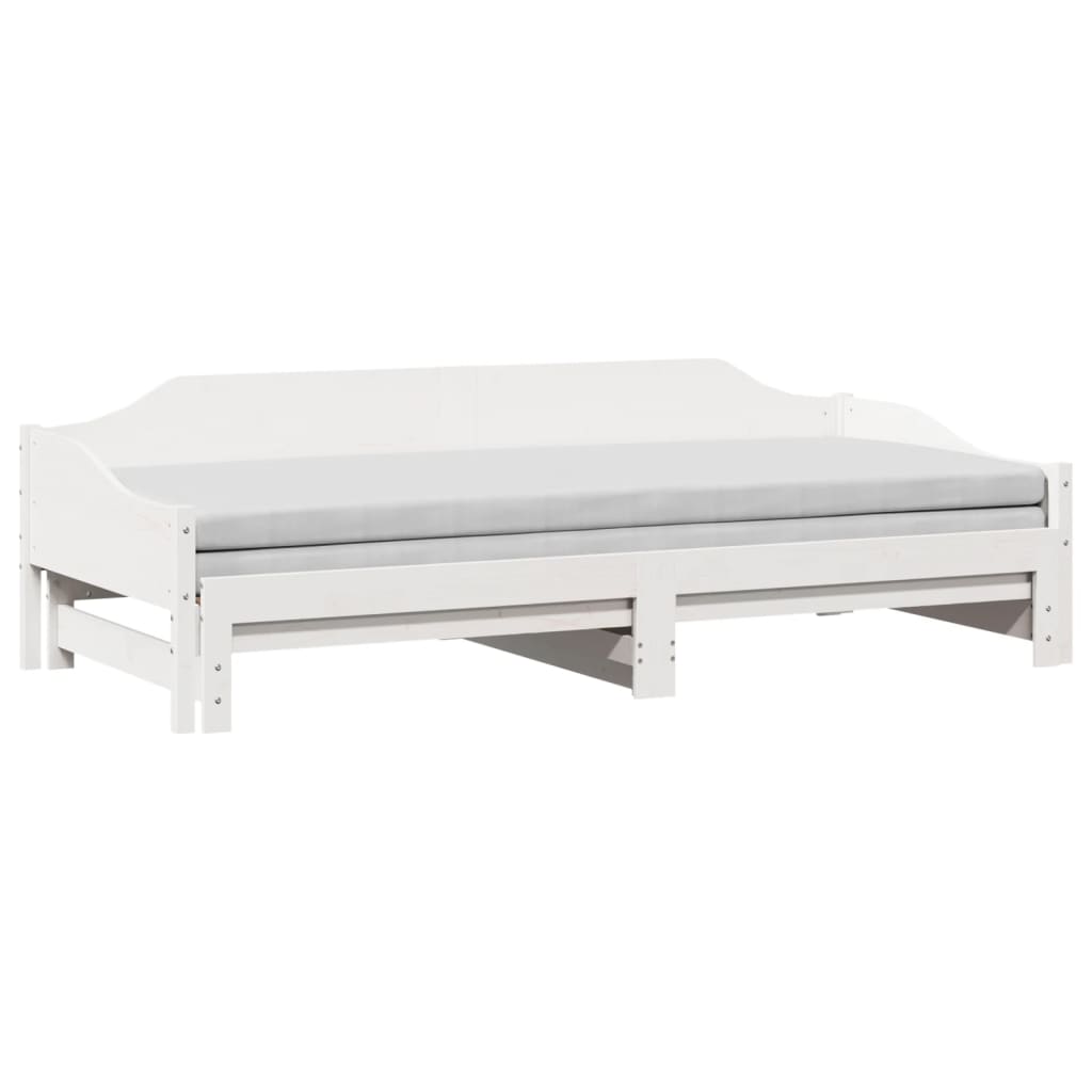 vidaXL Slaapbank met onderschuifbed 80x200 cm massief grenenhout wit afbeelding