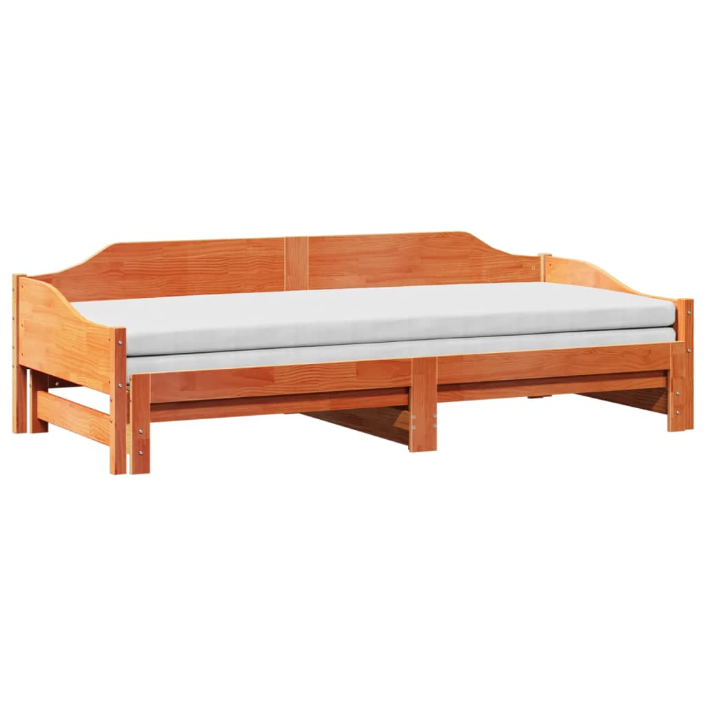 vidaXL Slaapbank met onderschuifbed 80x200 cm massief grenenhout afbeelding
