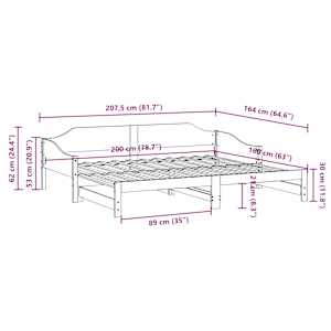 Válenda s přistýlkou voskově hnědá 80 x 200 cm masivní borovice - obrázek 13