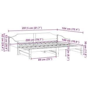 Válenda s přistýlkou 90 x 200 cm masivní borové dřevo - obrázek 13