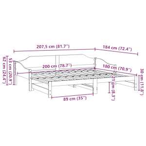 Válenda s přistýlkou bílá 90 x 200 cm masivní borové dřevo - obrázek 13