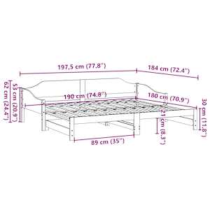 Válenda s přistýlkou 90 x 190 cm masivní borové dřevo - obrázek 13
