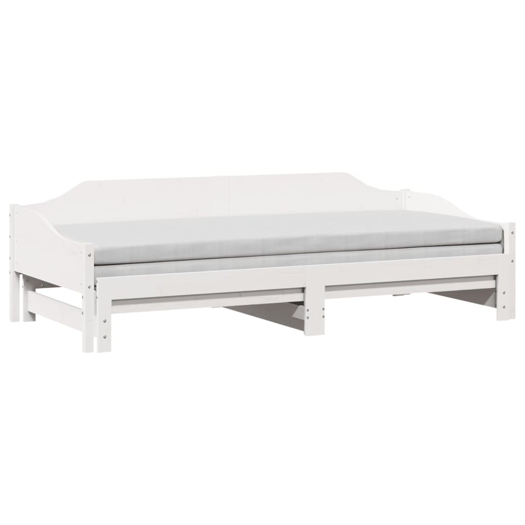 vidaXL Slaapbank met onderschuifbed 90x190 cm massief grenenhout wit afbeelding