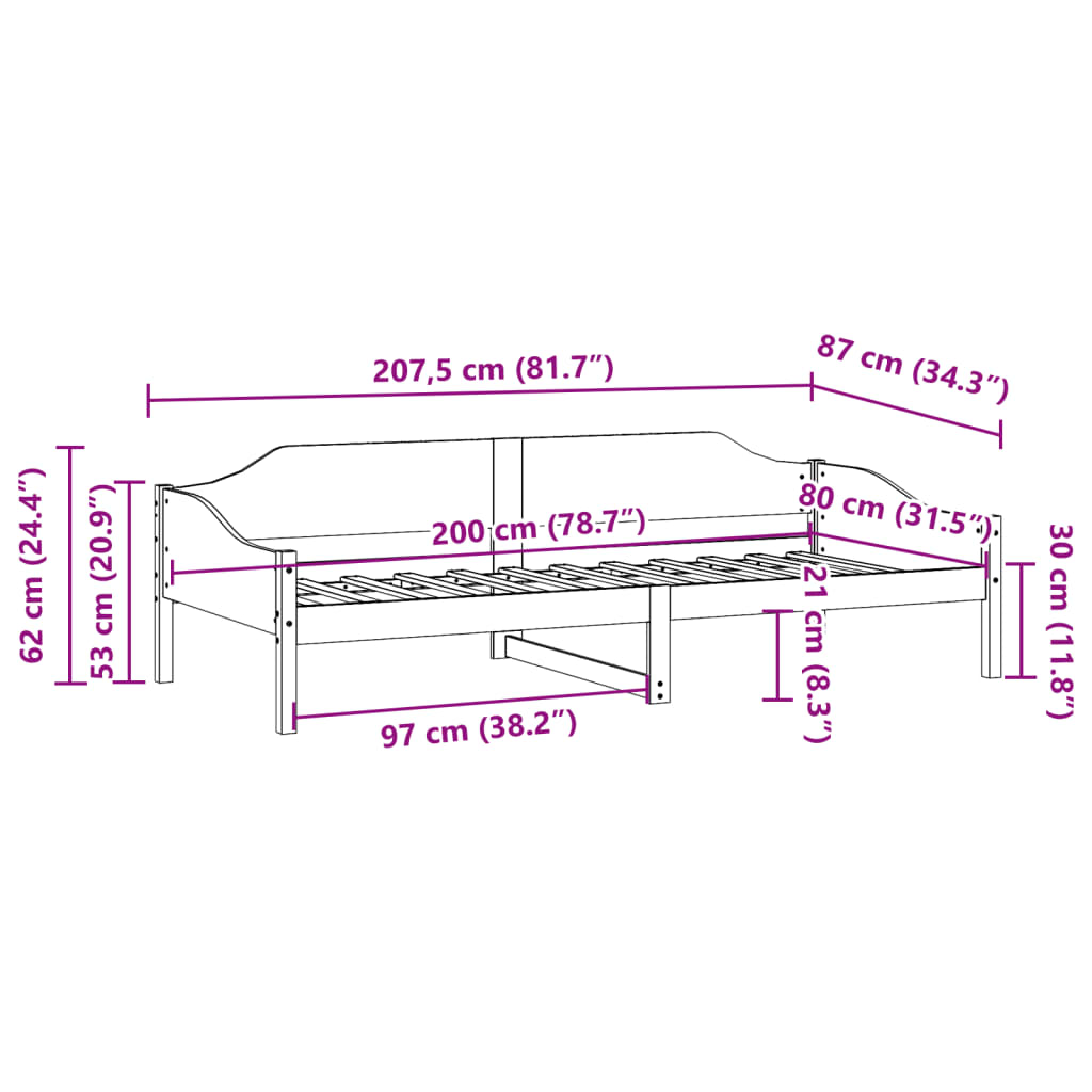 Łóżko bez materaca, białe, 80x200 cm, lite drewno sosnowe