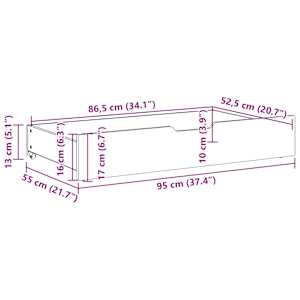 Zásuvky pod postel s kolečky 2 ks 95x55x17 cm masivní borovice - obrázek 8