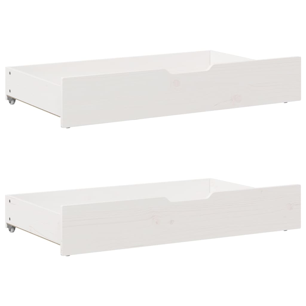 Cassettoni da Letto 2 pz Bianchi 95x55x16cm Legno Massello Pino