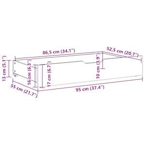 Zásuvky pod postel 2 ks bílé 95 x 55 x 17 cm masivní borovice - obrázek 8