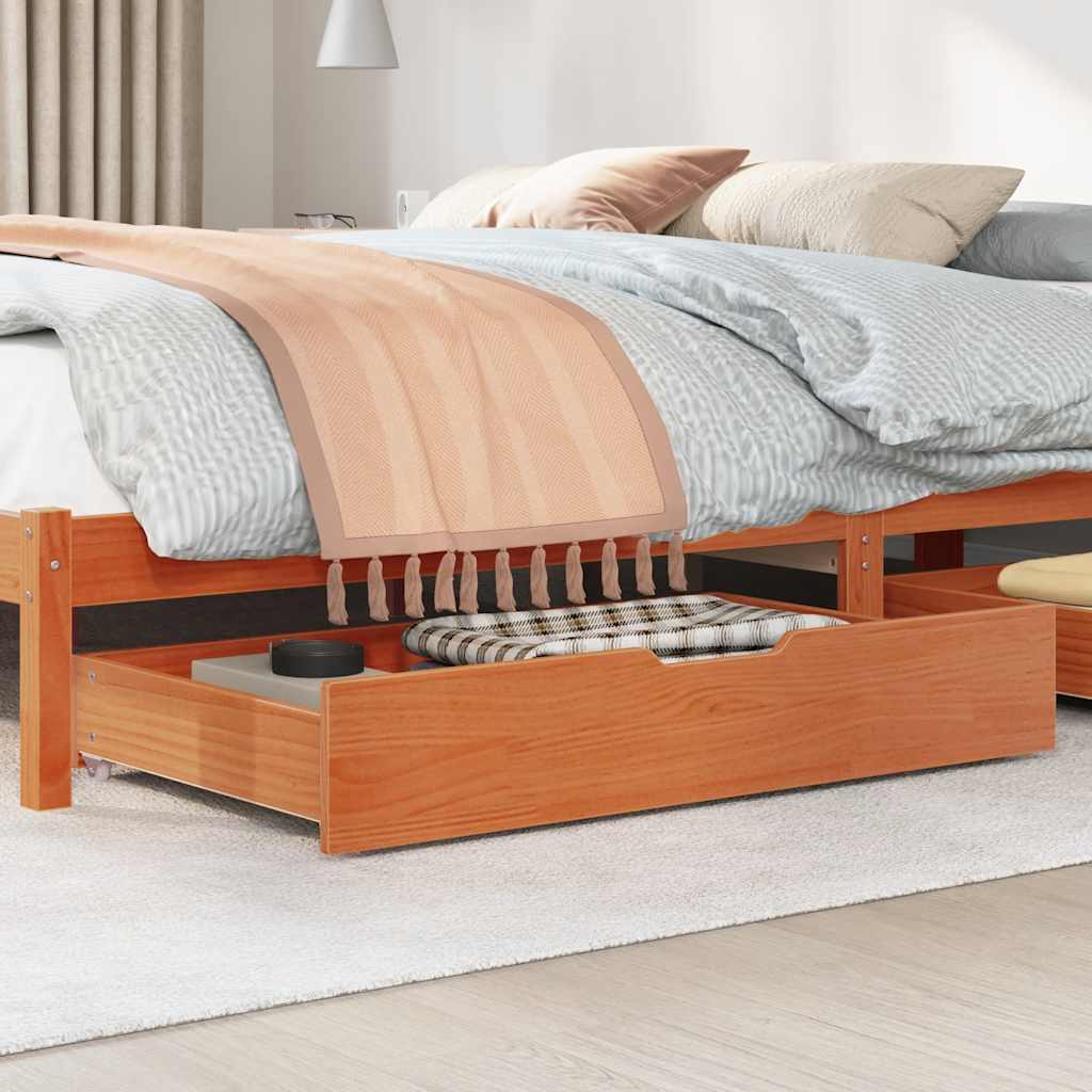 vidaXL 2 db viaszbarna tömör fenyőfa ágy alatti fiók 95 x 55 x 17 cm
