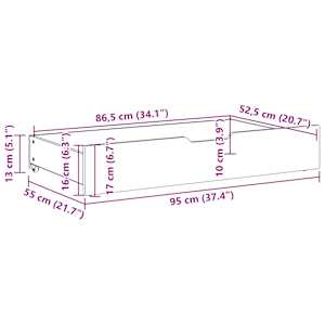 Zásuvky pod postel 2 ks voskově hnědé 95x55x17cm masiv borovice - obrázek 8