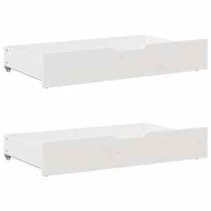 Predal za posteljo 2 kosa bela 90x55x17 cm trdna borovina