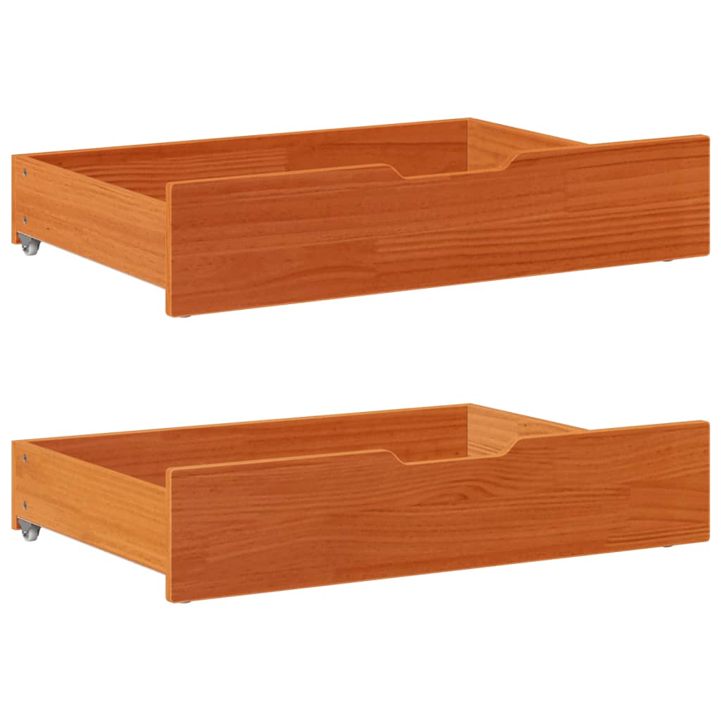 Cassettoni per Letto 2pz Marrone Cera 85x55x16 cm Legno di Pino