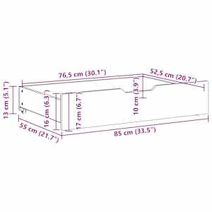 Zásuvky pod postel 2 ks voskově hnědé 85x55x17cm masiv borovice - obrázek 8