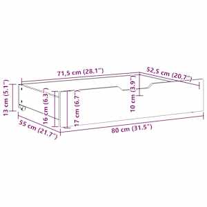 Zásuvky pod postel s kolečky 2 ks 80x55x17 cm masivní borovice - obrázek 8