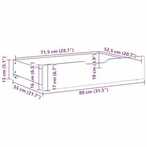 Zásuvky pod postel 2 ks bílé 80 x 55 x 17 cm masivní borovice - obrázek 8