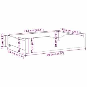 Zásuvky pod postel 2 ks voskově hnědé 80x55x17cm masiv borovice - obrázek 8