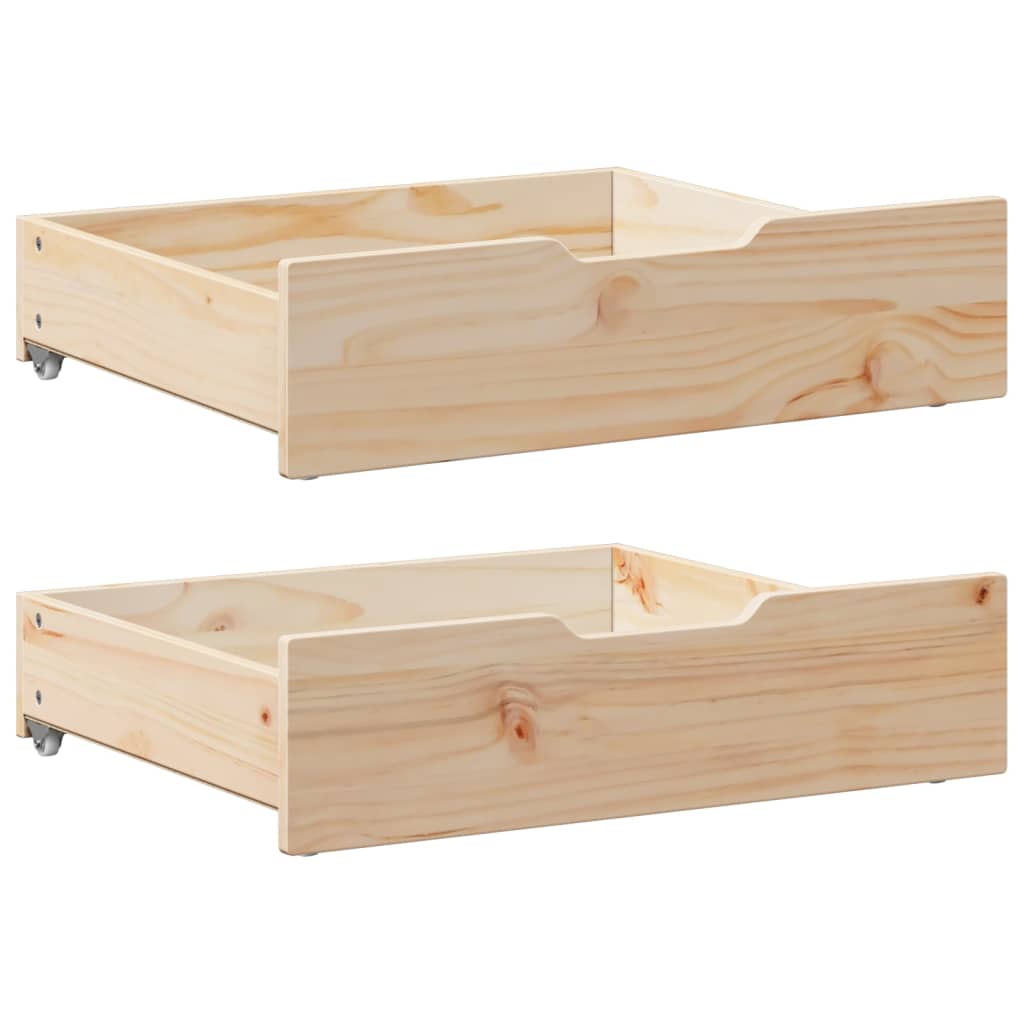 Cassettoni da Letto con Ruote 2 pz 75x55x16 cm in Legno di Pino