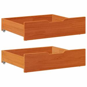 Zásuvky pod postel 2 ks voskově hnědé 75x55x17cm masiv borovice - obrázek 1