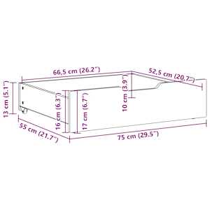 Zásuvky pod postel 2 ks voskově hnědé 75x55x17cm masiv borovice - obrázek 8