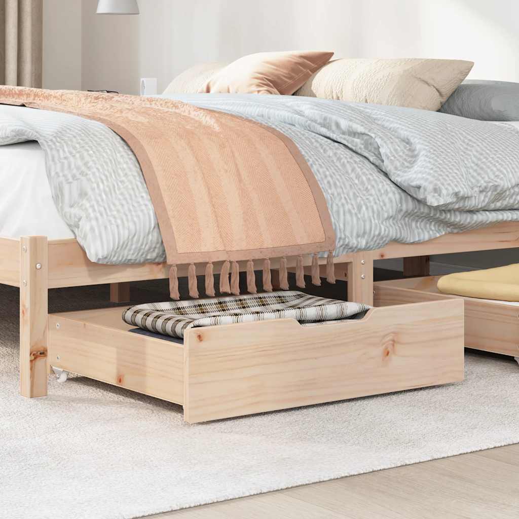 vidaXL Bedlades 2 st met wieltjes 65x55x17 cm massief grenenhout afbeelding