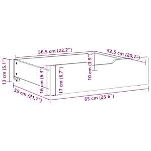 Zásuvky pod postel s kolečky 2 ks 65x55x17 cm masivní borovice - obrázek 8
