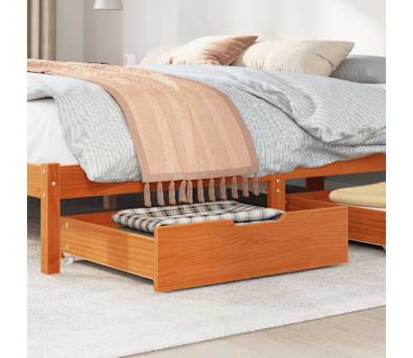vidaXL Συρτάρια Κρεβατιού 2 τεμ 65x55x17 εκ. Καφέ Κεριού Μασίφ Πεύκο