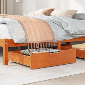 vidaXL Συρτάρια Κρεβατιού 2 τεμ 65x55x17 εκ. Καφέ Κεριού Μασίφ Πεύκο