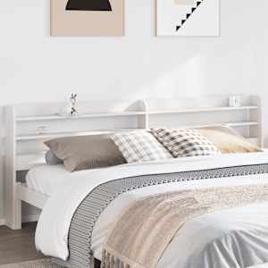 Vzglavje s policami bela 180 cm trdna borovina