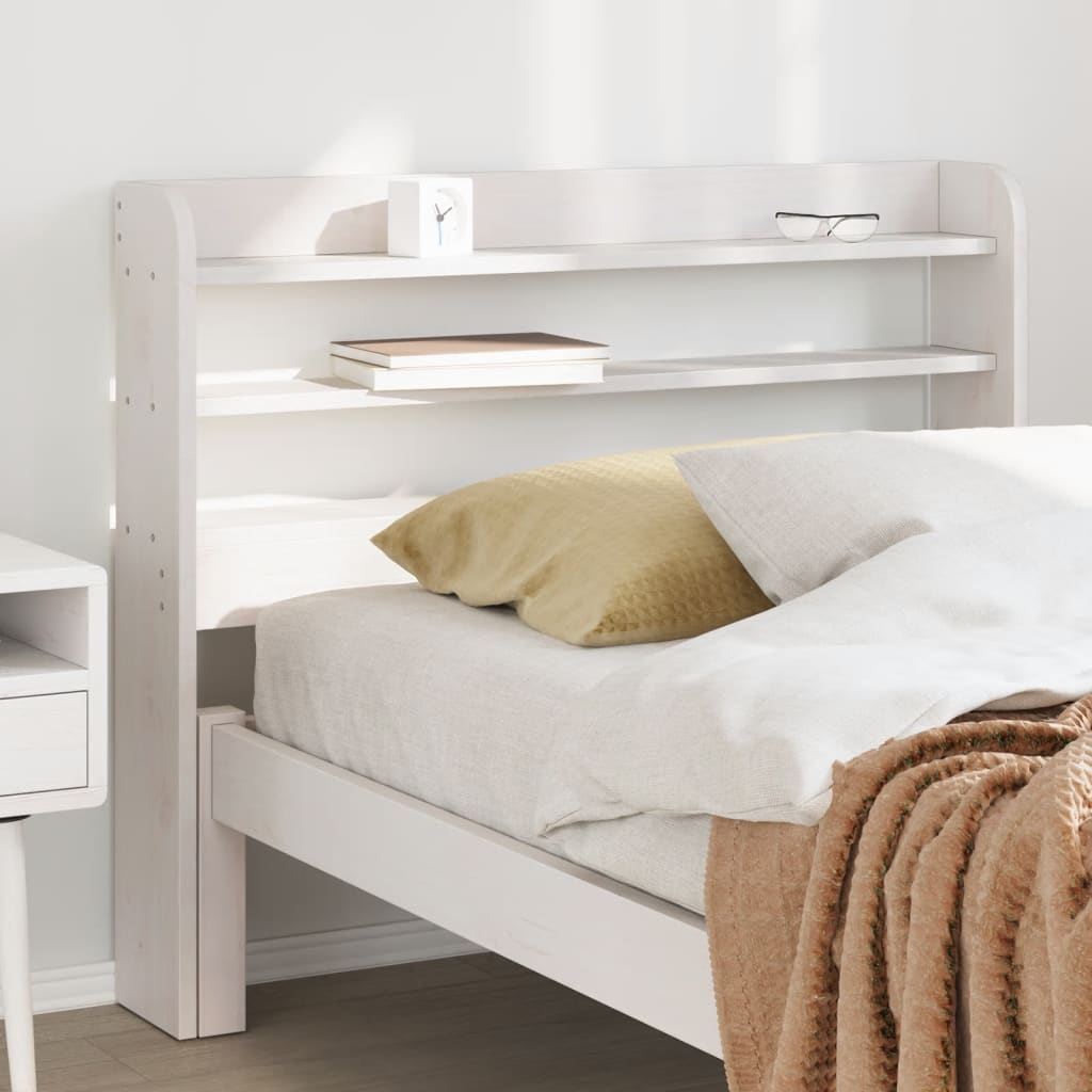 vidaXL Kopfteil mit Ablagen Weiß 90 cm Massivholz Kiefer