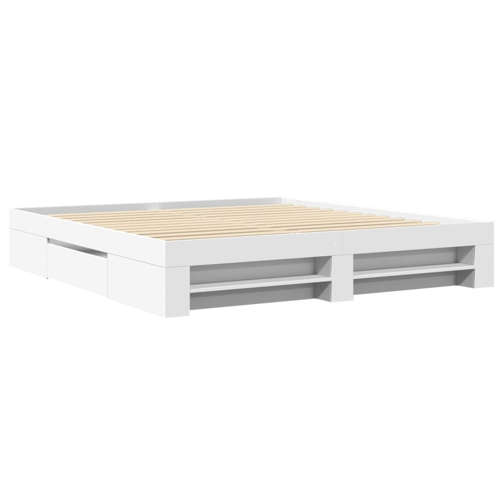 vidaXL Bedframe massief hout wit 200x200 cm afbeelding