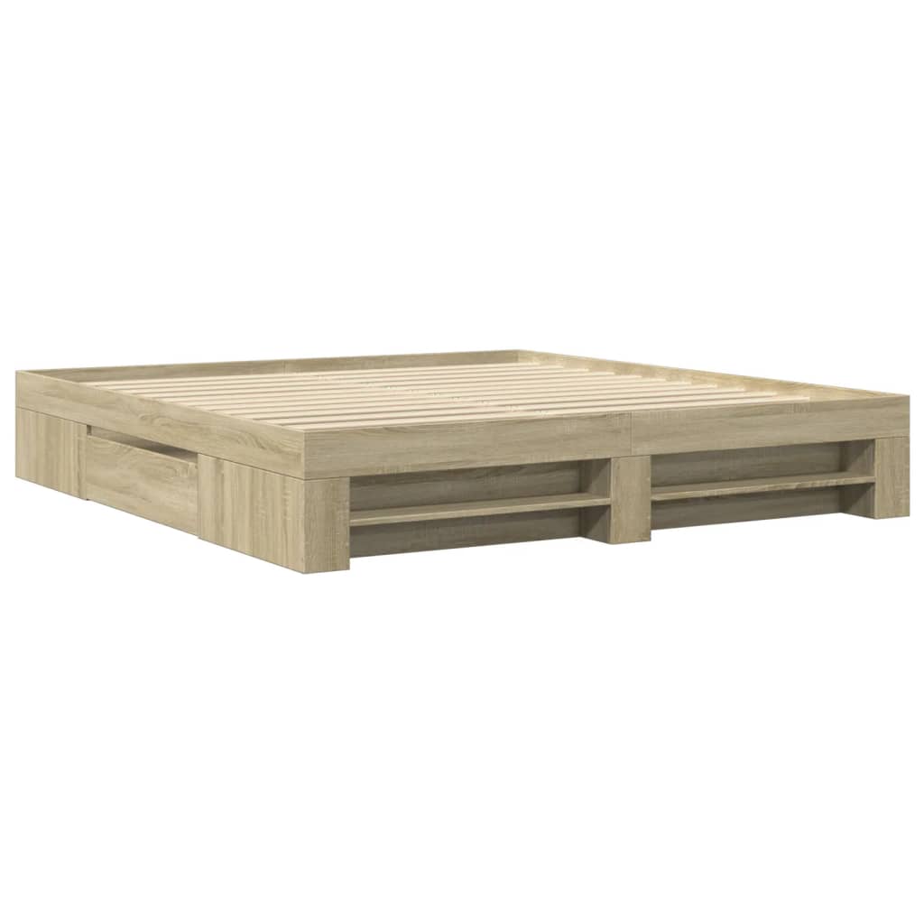 vidaXL Bedframe zonder matras 200x200cm spaanplaat sonoma eikenkleurig afbeelding