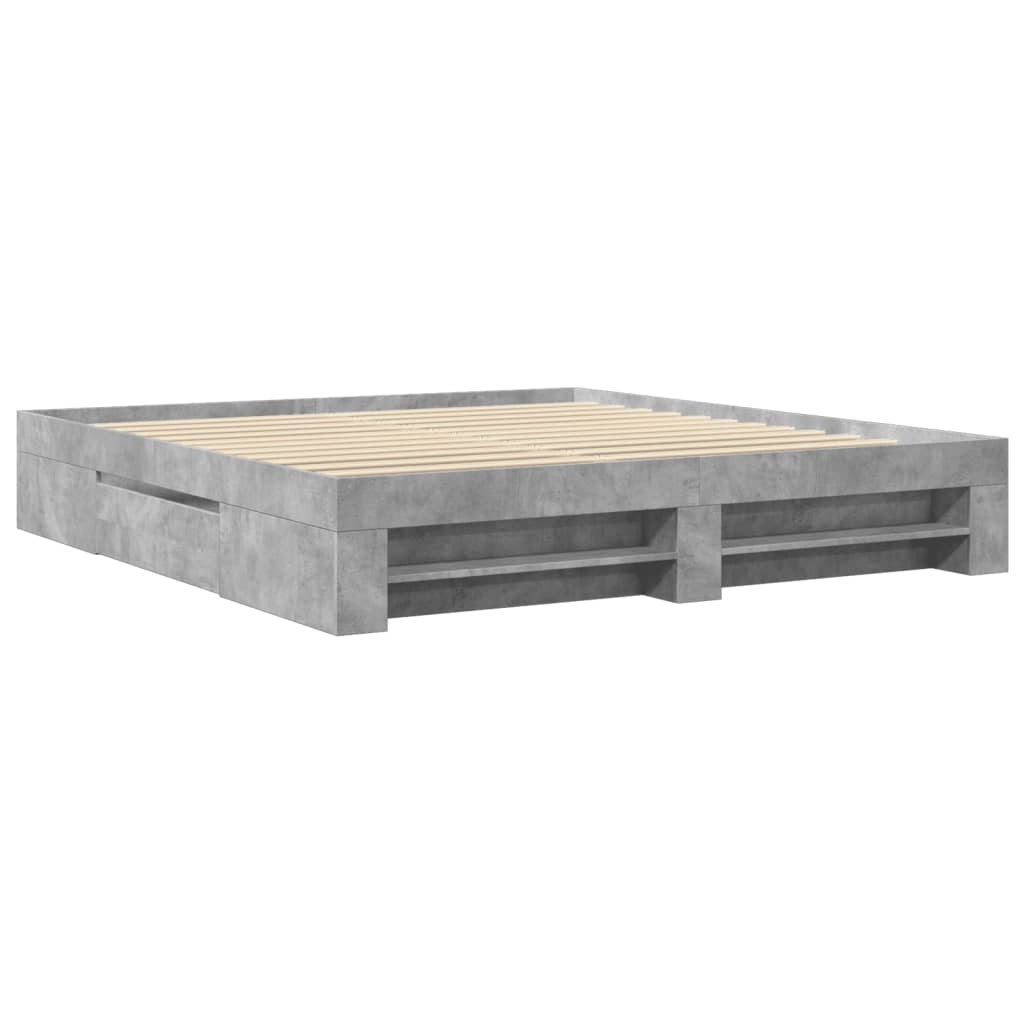 vidaXL Bedframe bewerkt hout betongrijs 200x200 cm afbeelding