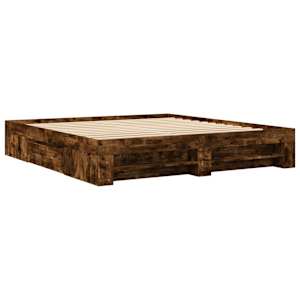 Rám postele bez matrace kouřový dub 200x200 cm kompozitní dřevo - obrázek 3