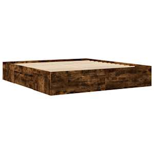 Rám postele bez matrace kouřový dub 200x200 cm kompozitní dřevo - obrázek 7